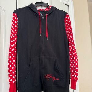 Disney Minnie Mouse Ears Black and Red Polka Dot Hoodie Sweatshirt jacket